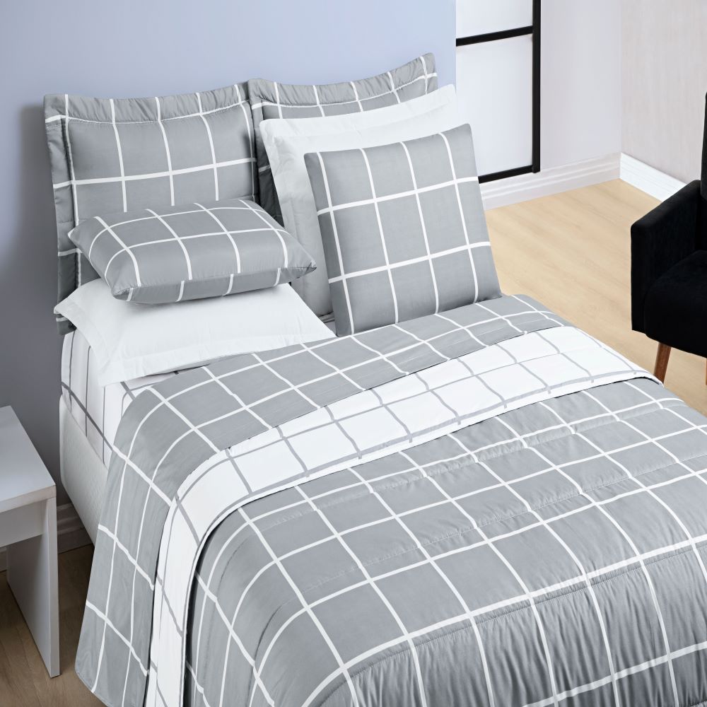 Cobre Leito Austin Casal King 3 Peças Micropercal 200 Fios Macio Confortável Elegante Enxoval Cama Premium