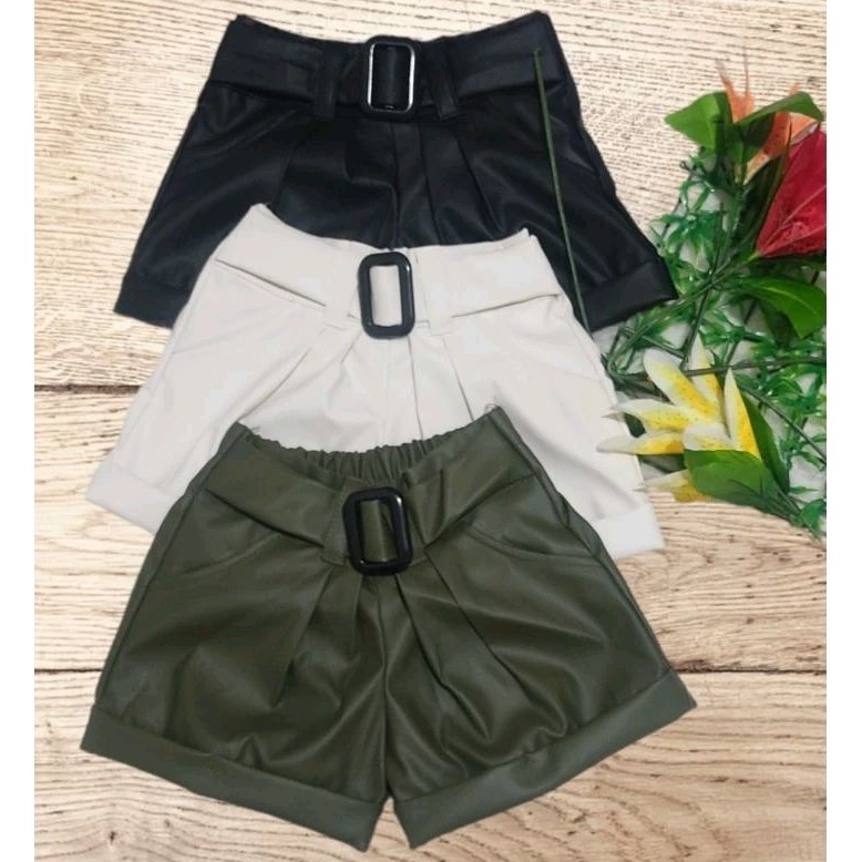 Short infantil menina bermuda infantil e juvenil couro qualidade premium nos tamanhos 2 ao 10 em Oferta na Shopee