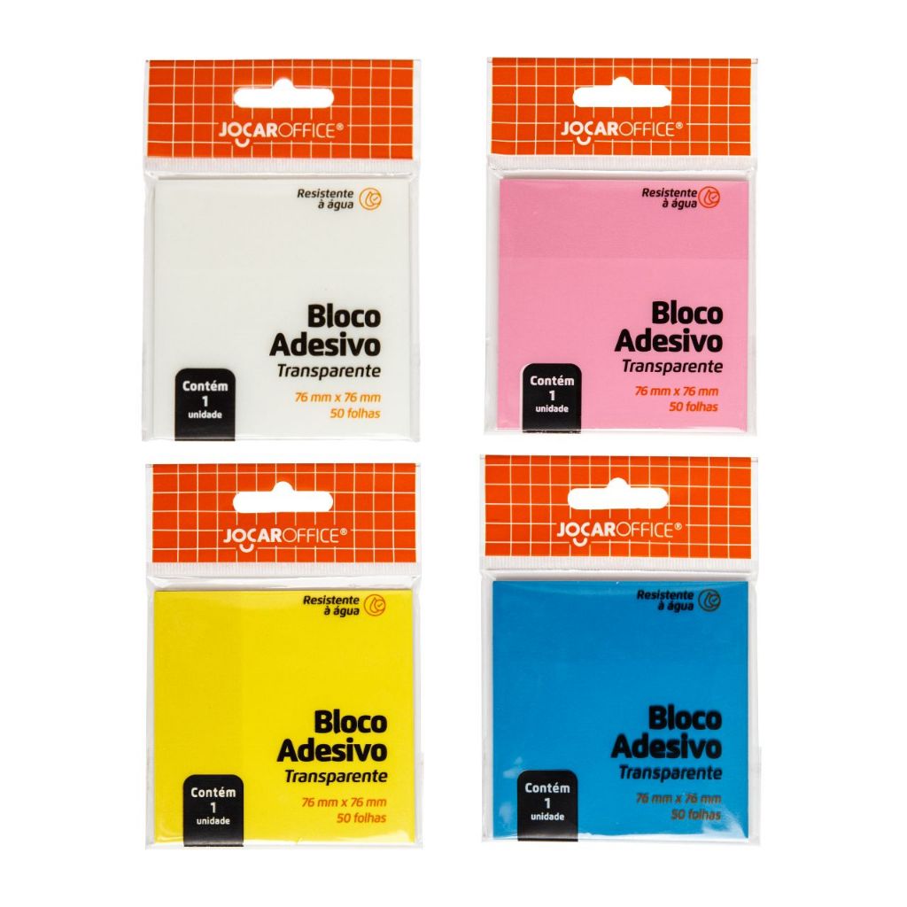 BLOCO ADESIVO TRANSPARENTE 76MMX76MM 50F JOCAR OFFICE Leo&Leo