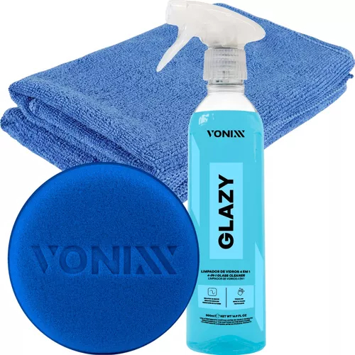 Glazy 500ml Limpa Vidros 4 Em 1 +Flanela Premium + Aplicador