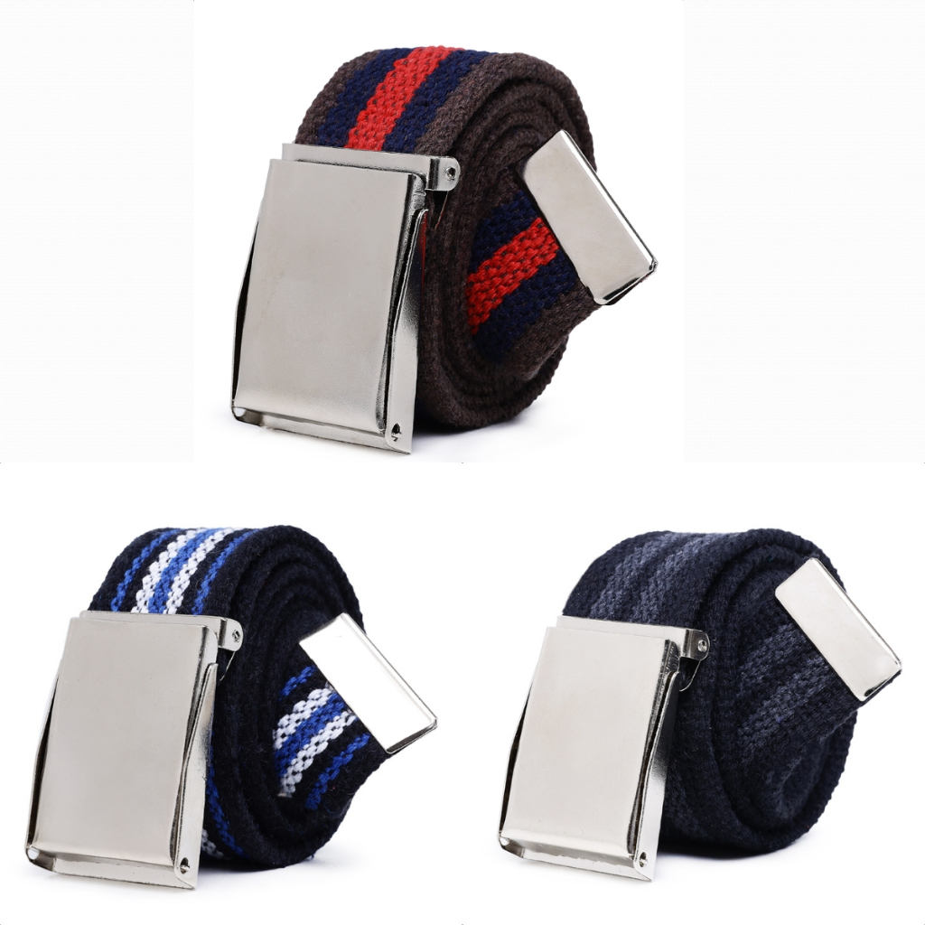 Kit 3 Cinto Masculino De Lona Gorgurão Listrados Fivela Catraca Otima Qualidade em Oferta na Shopee