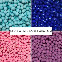 Miçanga Bola Conta Emborrachada 6mm - 200 unidades