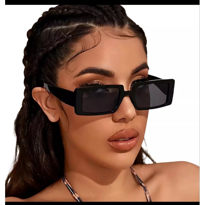 óculos retro óculos vintage óculos de sol feminino Óculos de Sol Retangular Preto ENVIO HOJE