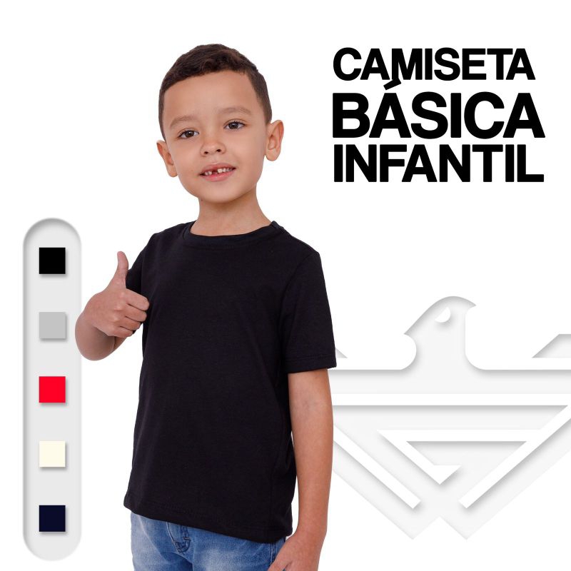 Camiseta Infantil Masculina Básica 100% Algodão Premium WG | Camisa Infantil Confortável Escolar Casual