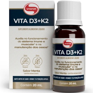 Vitamina D3 + K2 20ml Zero Glúten Açúcar Original Vitafor em Oferta na Shopee