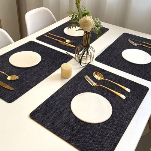 8 de Jogo Americano Juta Azul Escuro - 8 unidades- Impermeável Limpa Facil Pvc