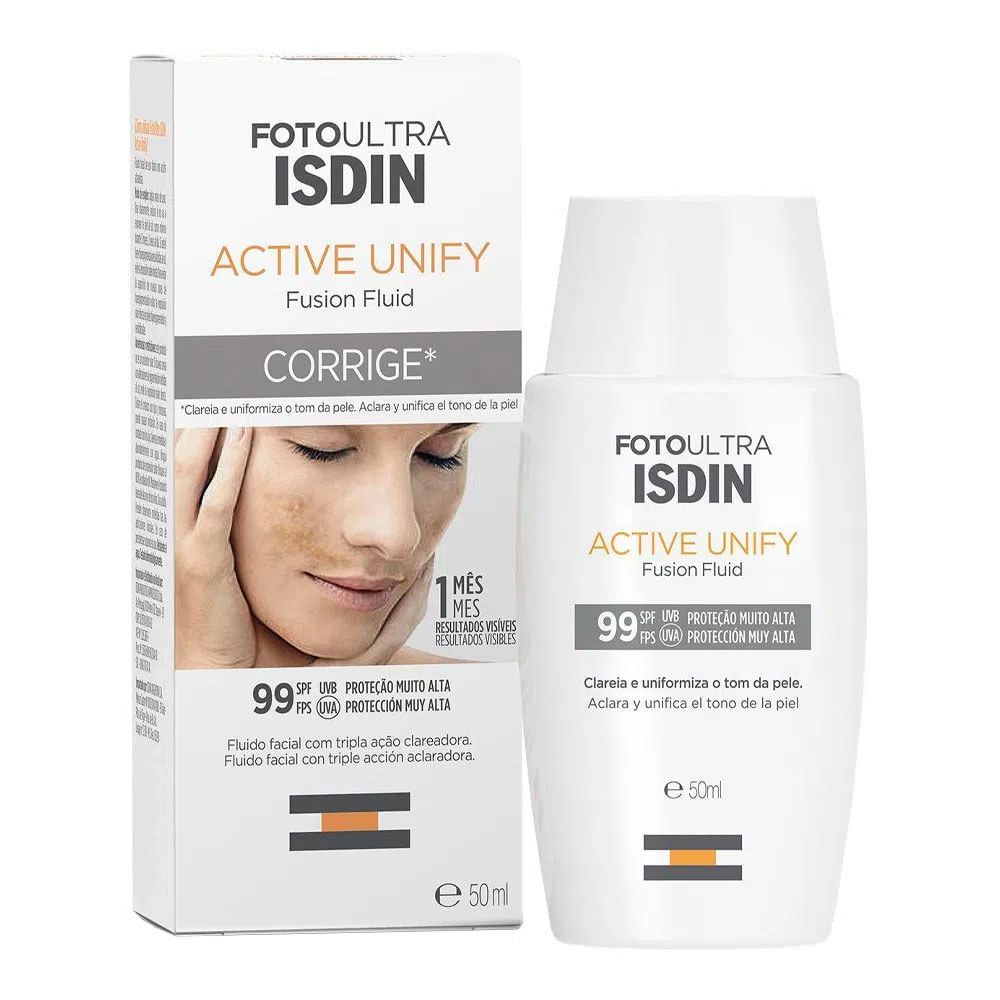 Protetor Solar e Clareador Facial ISDIN Active Unify FPS99 Sem Cor 50ml