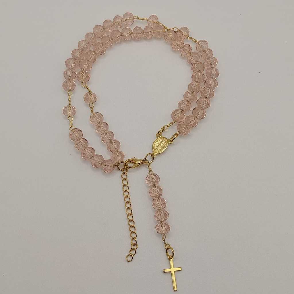 Terço De Pulso Folheado A Ouro De Cristal Regulável Religioso em Oferta na Shopee