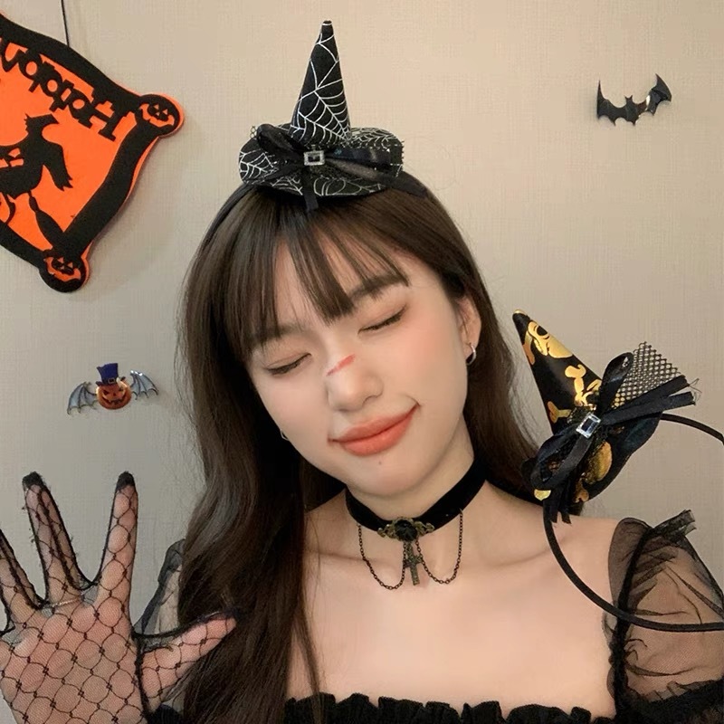 tiara com chapéu de bruxa , morcego ou teia de aranha festa Halloween