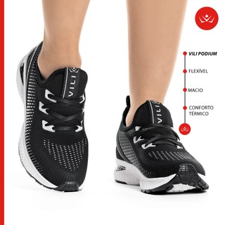 Tênis Feminino Vili Podium Esportivo Academia Caminhada Preto em Oferta na Shopee