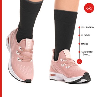 Tênis Feminino Vili Podium Esportivo Caminhada Nude em Oferta na Shopee