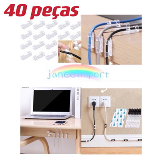 40 peças Clip Fixador Organizador de Fios e Cabos 40 Peças Autoadesivo em Oferta na Shopee