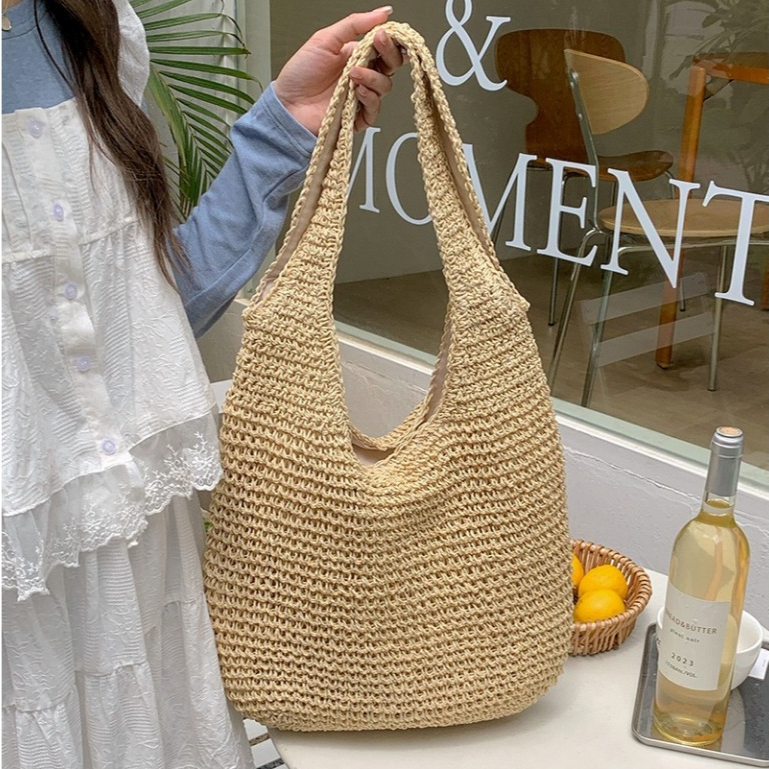 Bolsa Palha Feminina de Ombro Alça grossa - Verão Lazer Casual Praia Colorida(HL11-285)