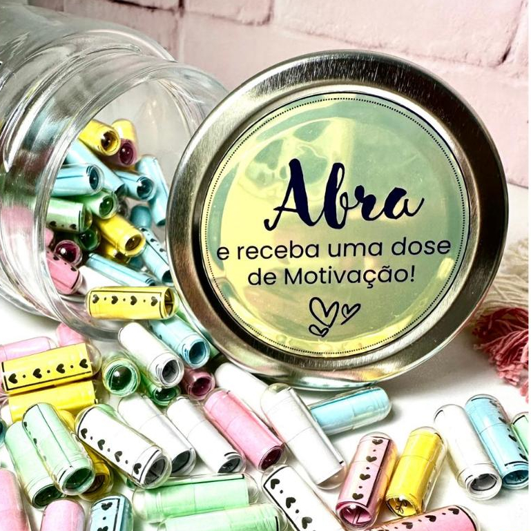 100 Cápsulas de Gelatina Incolor com lindas Frases Motivacionais para Mimar seu Cliente