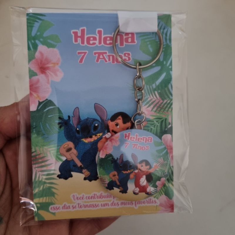 kit Lembrancinha Aniversário Lilo Stitch 10 Bloquinhos + 10 Chaveiros Personalizados