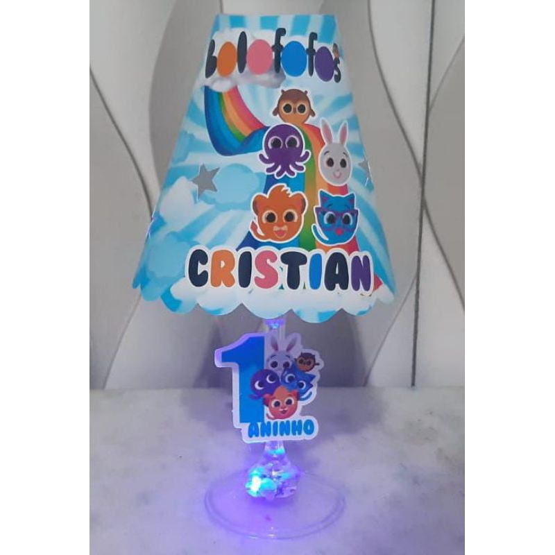 10 abajur na taça acrílica Bolofofos ou qualquer outro  tema, lembrancinhas personalizadas, lembrancinhas de festa, abajur de festa, abajur de led, abajur personalizado, centro de mesa de festas, lembrancinhas personalizadas.