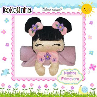 Naninha para bebês - Naninha bonecas - paninho de apego - naninha bonequinha com flores e borboletas