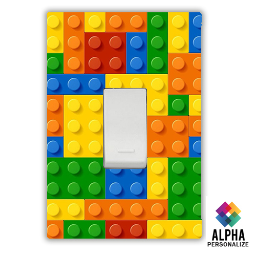 Adesivo para Espelho de tomada Lego Colorido Infantil Facil Aplicação