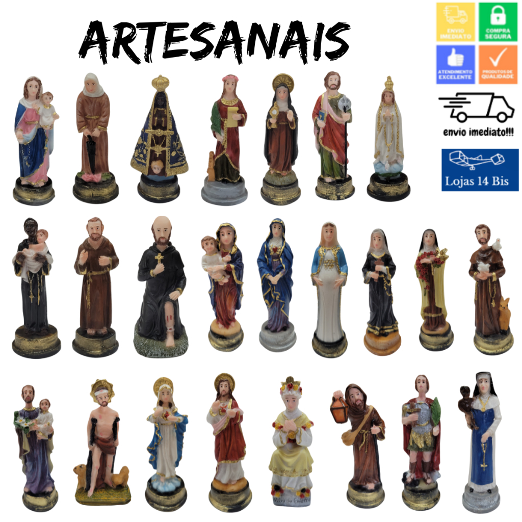Imagem Tradicional Resina Santo Santa Maria Jesus São Jose Cecilia Clara Longuinho Salette Lazaro Saúde Padre Pio 7~9cm