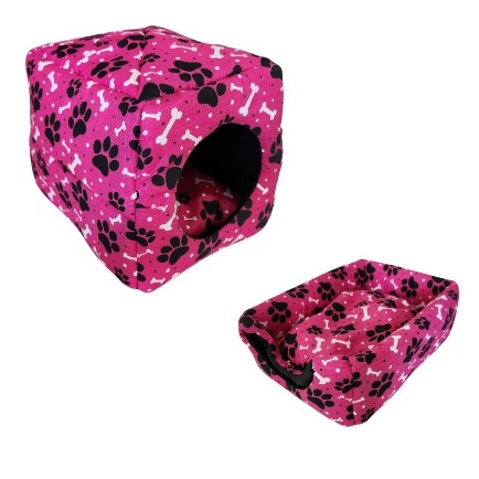 Cama Pet E Toca Iglu P Para Cães E Gatos 2 Em 1 rosa