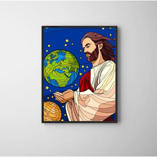 Placa decorativa - Jesus Salvador - Cristo - Deus - Religião - Igreja - Quadro evangélico - Quadro decorativo - Animação