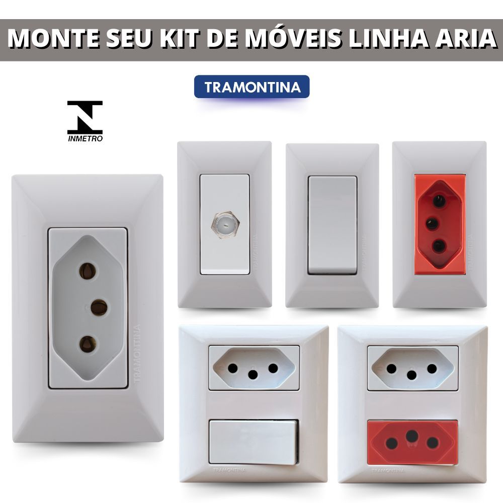 TOMADA PARA EMBUTIR EM MOVEIS PLANEJADOS LINHA ARIA TRAMONTINA