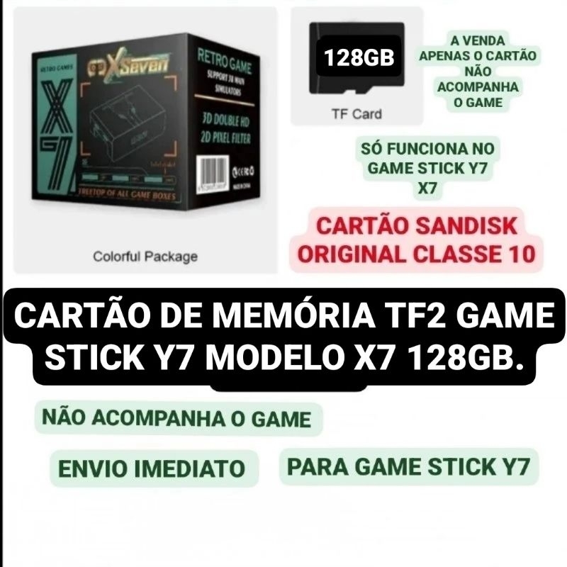 CARTÃO DE MEMÓRIA TF2 GAME STICK Y7 MODELO X7 128GB.