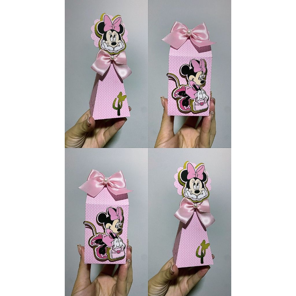 Caixinhas personalizadas, milk, cone e sushi, lembrancinhas, decoração Kit de festa aniversário Minnie Rosa disney