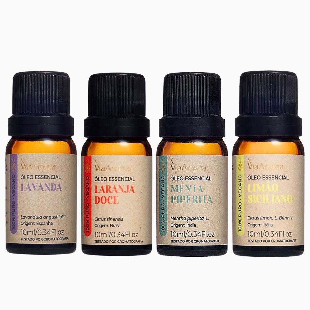 Óleo Essencial Lavanda + Laranja Doce + Limao Siciliano + Menta Piperita Via Aroma