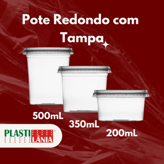 Pote Redondo com Tampa 500, 350 e 200mL com 20, 40 e 60 Unidades Plastilânia em Oferta na Shopee