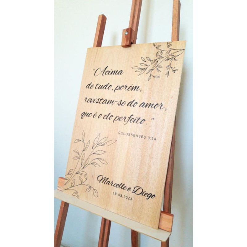 Placa Decorativa Para Casamento Recepção Personalizada Versículo Nome Do Casal E Data