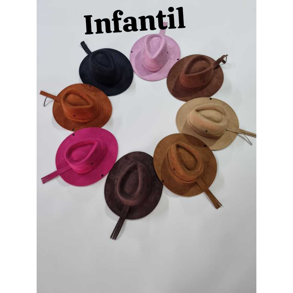 Chapéu Cowboy Infantil  Criança de 2 a 6 Anos Country Festas  junina Camurça