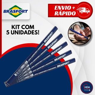Lápis de Carpinteiro e Marceneiro Kit Com 5 Unidades - BRASFORT em Oferta na Shopee