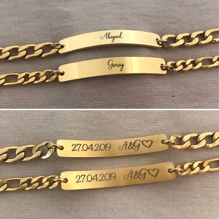 2 Pulseiras Personalizada Ouro Banho 18k