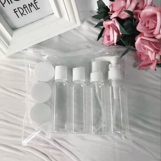 Kit Viagem 7 Frasco de Spray Frasco Com Nécessaire Transparente Multineos