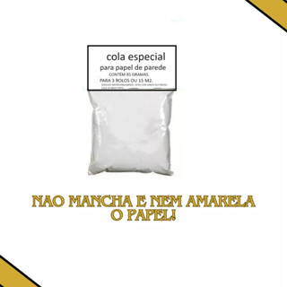 Cola p/ papel de parede 90 gr. para até 3 rolos de 5m2. cada. Kantai, extra forte, cola 2 x mais. Dissolve instantânea em Oferta na Shopee
