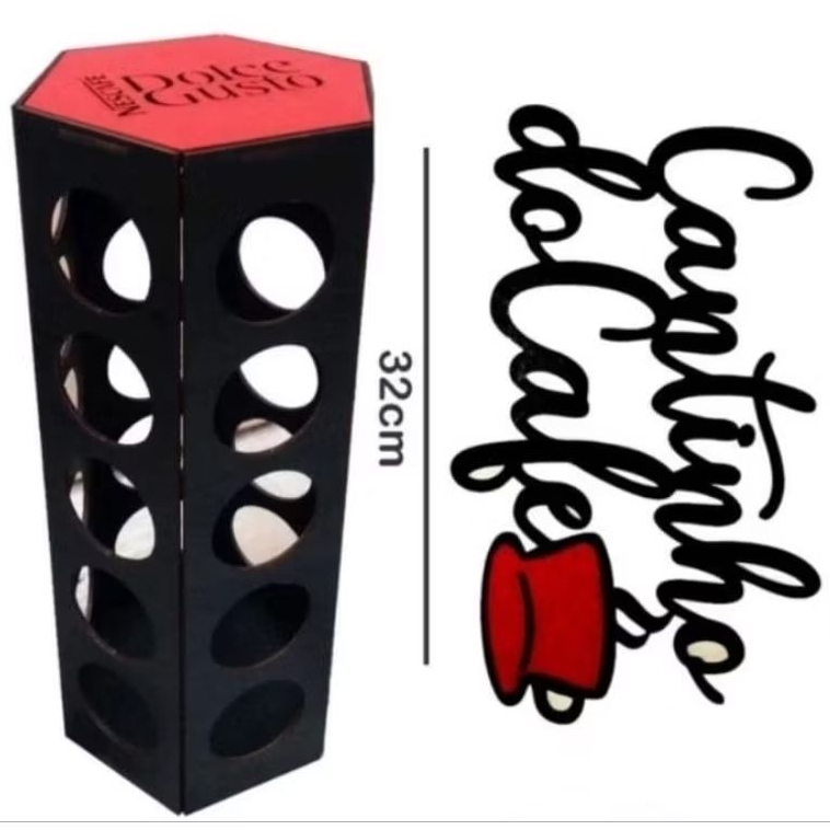 Porta Cápsulas Dolce Gusto +Aplique Cantinho Do Café MDF