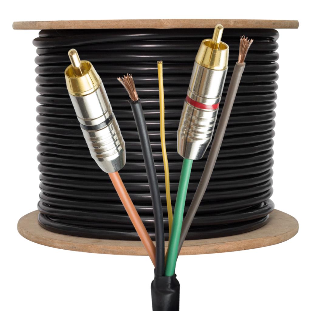 Fio Cabo Rack Móvel 5 Vias Paredão Trio Som Automotivo 10 metros + 4 Rca Já Colocado