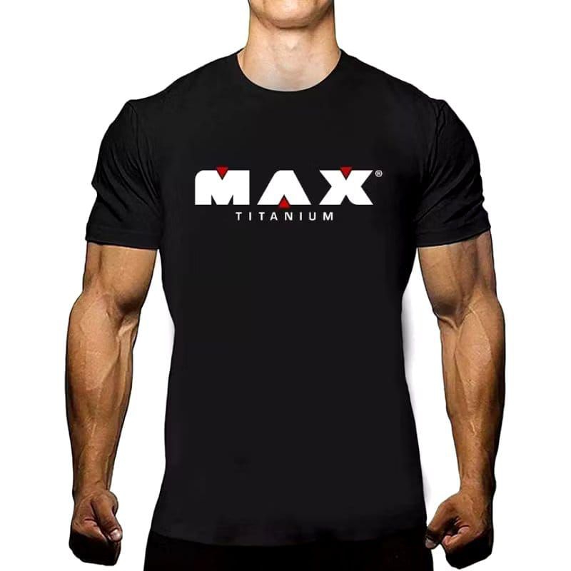 Camiseta Masculina Max Titanium Camisa Algodão Suplementos Alimentar Academia Crossfit Esporte Saúde Amo Educação física Professor Uniforme Curso Escola Blusa Casual Estampada Preto Básica Tumblr Promoção Envio Rápido Unissex Atleta