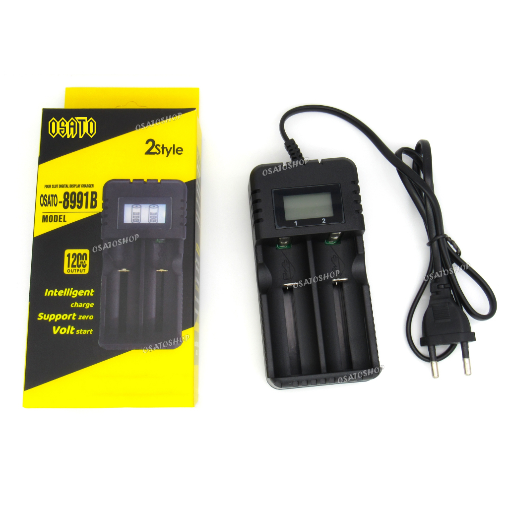 Carregador Duplo Lcd Bateria 18650 16340 14500 26650, Osato.