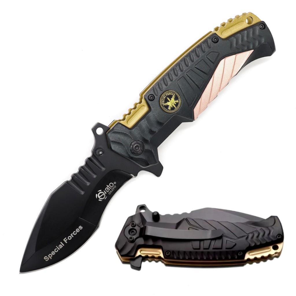 Canivete Semi Automático Sobrevivencia Mtech Fire Fighter Gold