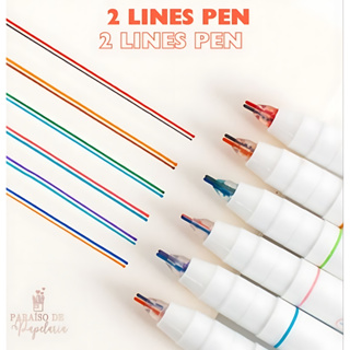 Canetinha Ponta Dupla Colorida Kit com 6 Escrita Papelaria Fofa Divertida Lettering Dual Point em Oferta na Shopee
