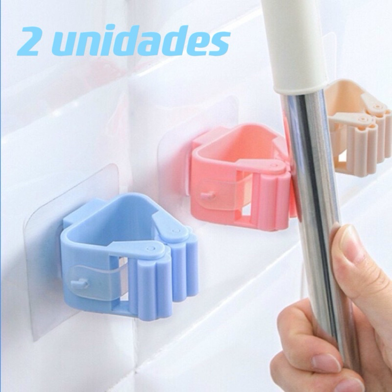 2 unidades Suporte Vassoura Adesivo Organizador Para Pendurar Vassouras Rodos peso máximo 10kg-Janeeimport em Oferta na Shopee