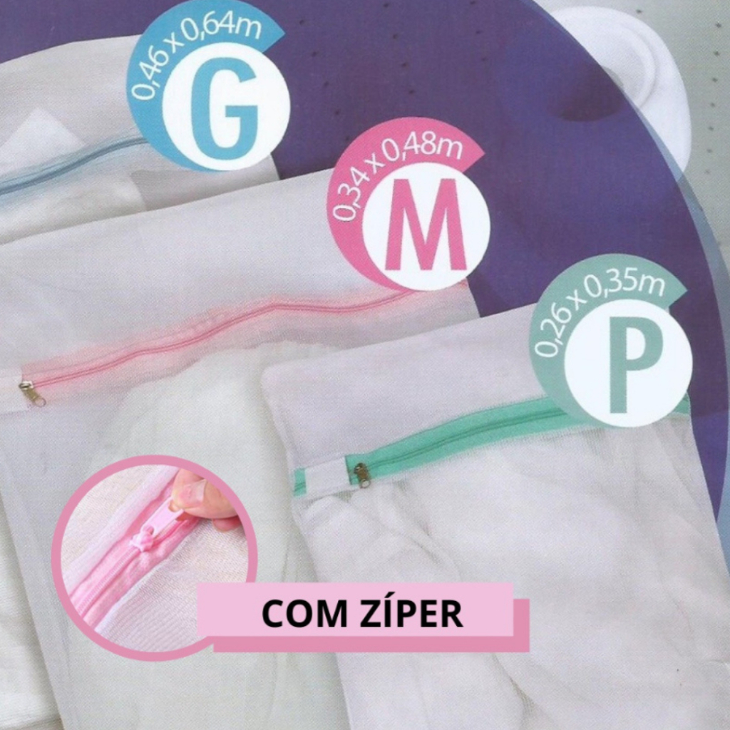 Kit Com 3 Sacos Para lavar Roupas Na Máquina (P,M,G) Sacos para lavar Lingerie Sutiã Organizar Roupa em Oferta na Shopee