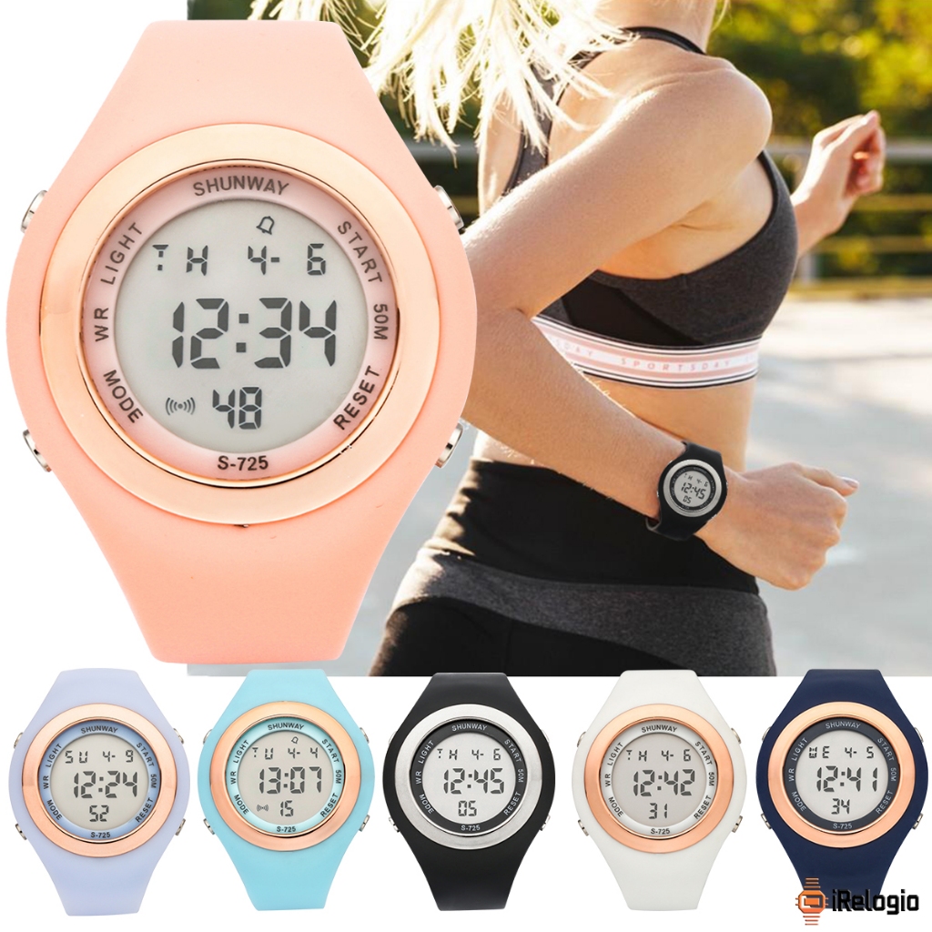 Relógio Feminino à Prova D'água Esportivo Redondo Senhoras Estudante Mulher Moda Eletrônico S725 em Oferta na Shopee