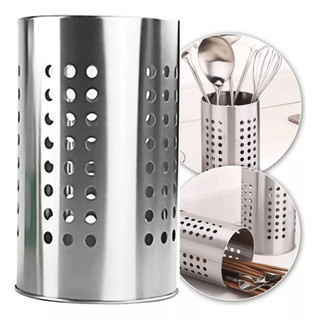Porta Talheres Inox Organizador bancada Cozinha Grande vazado inox preto Porta utensílios