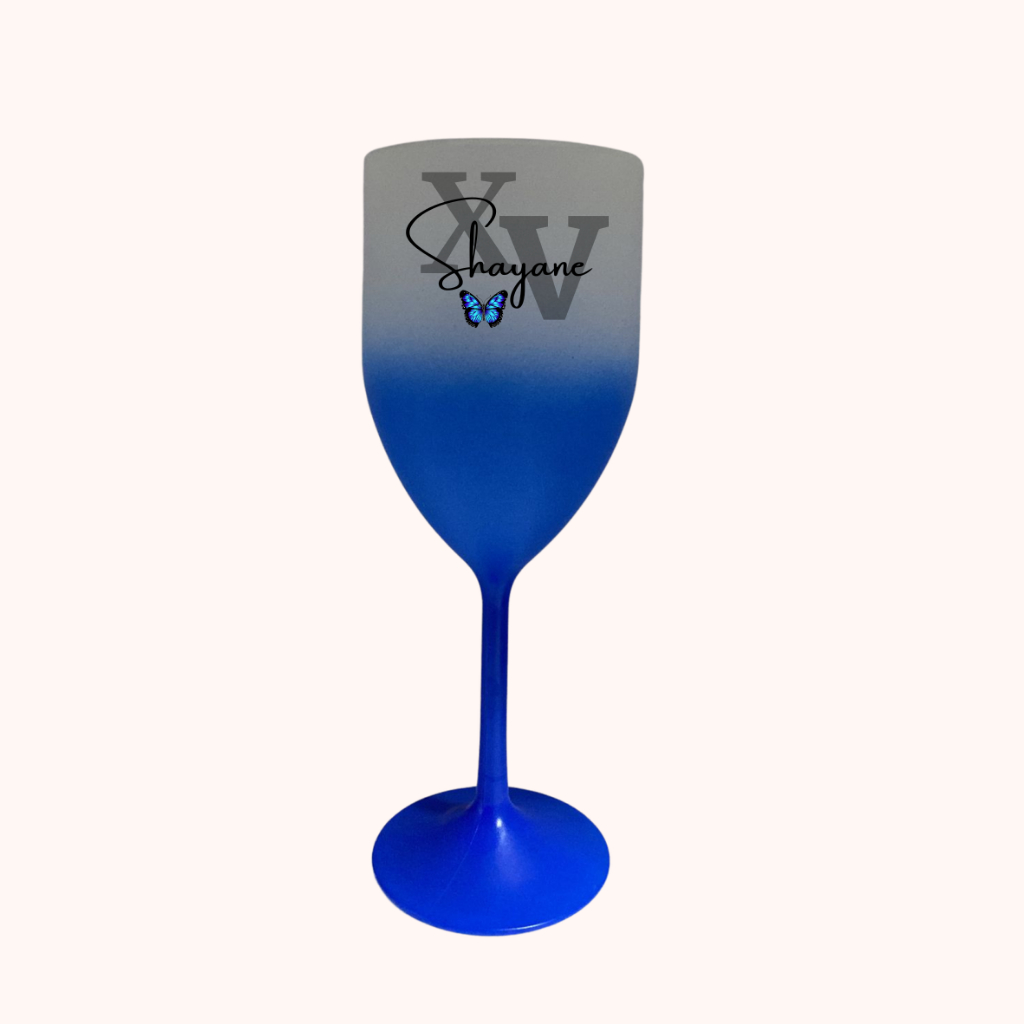 50 TAÇA VINHO 300ML DEGRADE COM JATEADO, PERSONALIZADAS