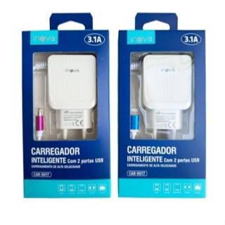 Kit 10 Peças Carregador Celular Rápido 3.1A Entrada V8/IPhone 2 Portas USB Inova em Oferta na Shopee