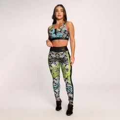 Conjunto Feminino Suplex Estampado Fitness Academia Feminino Top E Calça Modernize