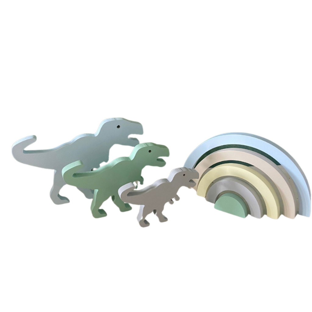 Kit decorativo Mdf - Dinossauro e Arco-íris